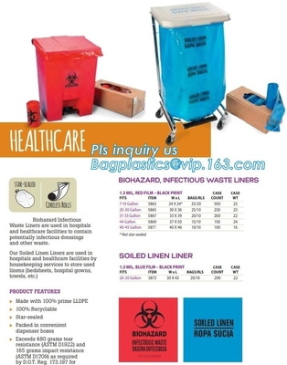 Laboratory super large sterile Biodegradable Compostable Recyclable Reusable disposable Autoclavable Biohazard Bags