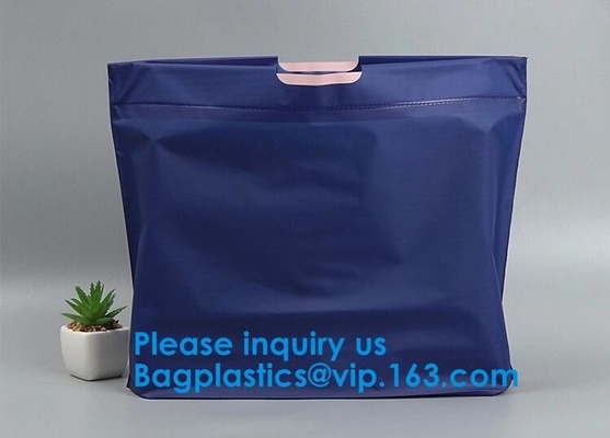 Custom Size Soft Flexi Loop Handle Gold Plastic Shopping Bag Restaurant Takeaway Bag With Printing Square Bottom Plastic