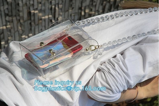 women's wallets small shoulder messenger bag with metal chain strip, Zipper Wallet Multicolor Purse, waterproof mobile c
