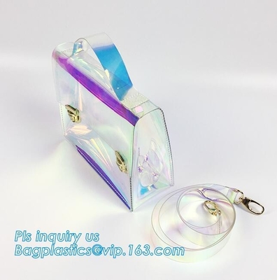 summer laser pvc shopping bag fashion transparent PVC tote handbag, Promotional cheap clear ladies fashion pvc plastic H