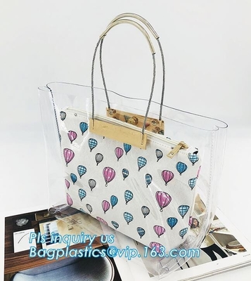 vinyl tote bags transparent pvc handbag, Fashion pvc beach bag summer handbag women, Metallic Transparent PVC Beach Hand