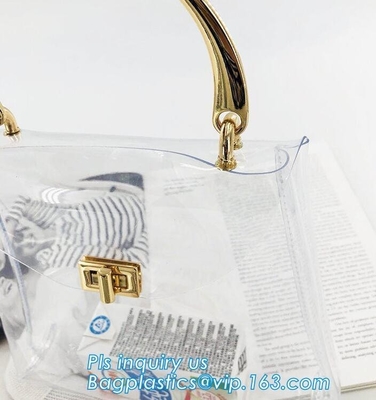 Fashion transparent handbags clear pvc shoulder bag large capacity tote bag for women, shoulder pvc plastic clear pvc be