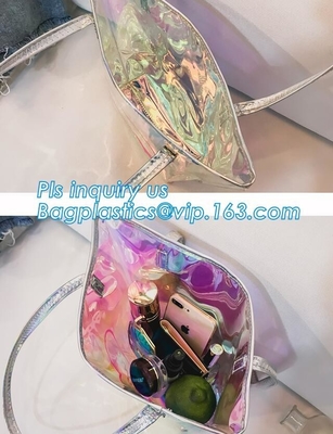 Waterproof PVC Shoulder Tote Beach Bag with Chain, Pvc Manufacture Small Custom Travel Mens Shoulder Bag, Sling Shoulder