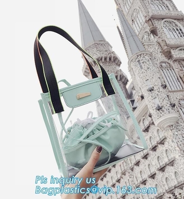 single shoulder pvc women's bag, girls shoulder long strip bag, Summer Detachable Women Transparent PVC Handbag Shoulder