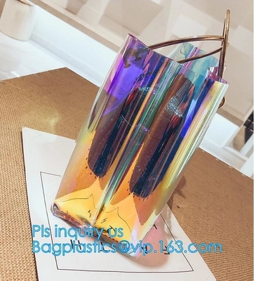 New Design Elegant Transparent Handbags Shoulder Tote PVC Beach Bags for women, PVC Tote Bag Shoulder Handbag Transparen