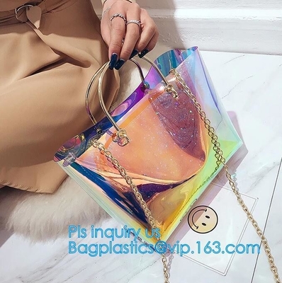 PVC Leisure bag shoulder bag, sports bag, Transparent Tote Bag Clear Shoulder Bag, Economical light-weight pvc travel la