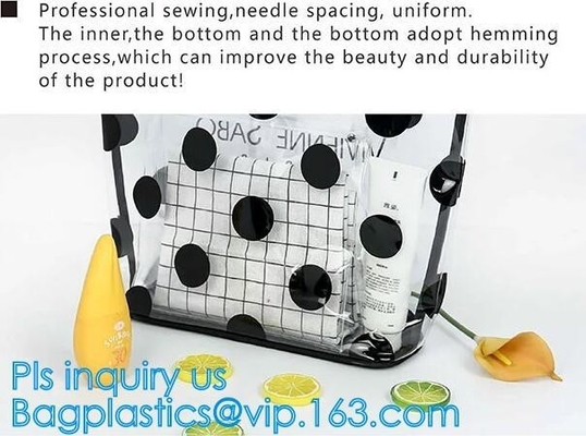 waterproof shoulder beach bag, shoulder tote clear pvc beach bags with silk ribbon, Shoulder Messenger Bags, tote carry