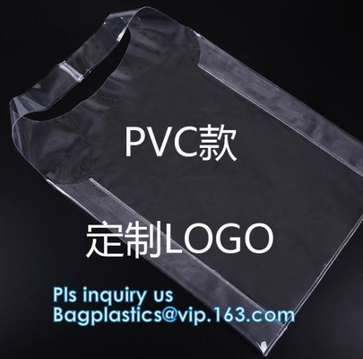 Transparent pvc handle plastic bag with logo, promotional clear tote pvc handle shopping bag pvc tote bag, underwear clo
