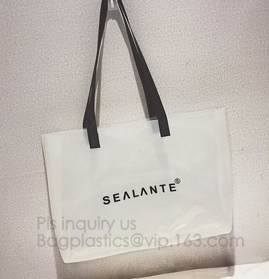 Semi-clear Tote Bags Stripe PVC Shoulder Bag with Pouch, PVC PU Trendy Handbag Shoulder Bag Beach Bag, PVC shoulder bag