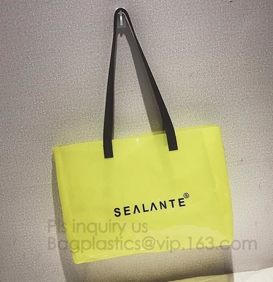 Personalized PVC Women Clear Shoulder Bag, PVC tote bags double shoulder hand bags, Transparent Satchel Shoulder Bag