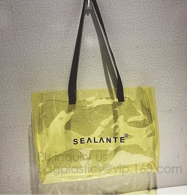 Personalized PVC Women Clear Shoulder Bag, PVC tote bags double shoulder hand bags, Transparent Satchel Shoulder Bag