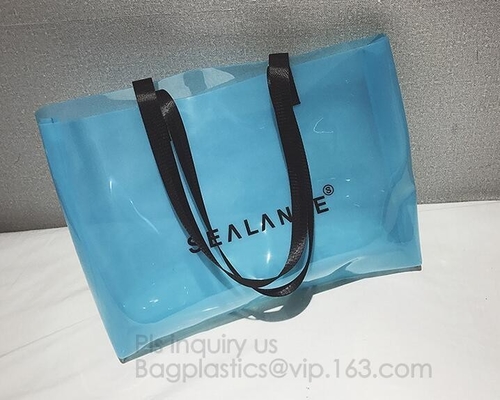 Plastic Waterproof Beach Bag, satchel handbag with a purse for women, Pockets And Zipper See Through PVC Tote Bag, carry
