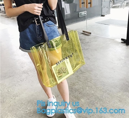 Promotional PVC Clear Beach Towel Bags, PVC reusable beach bag, Sand Bags Cosmetic Bag Handbag, Handle bag/pvc handle ba
