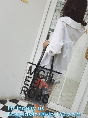 Fruit Clear Shoulder Bag Tote Beach Gym Summer, Motobike Printed Transparent PVC Beach Bag, pineapple printing summer be