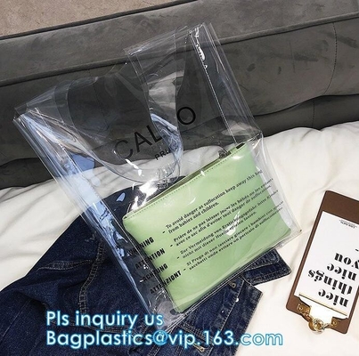 Durable eco-friendly clear bag PVC shopping bag, clear handle plastic pvc shopping bag, Waterproof Clear PVC Shopping Ba