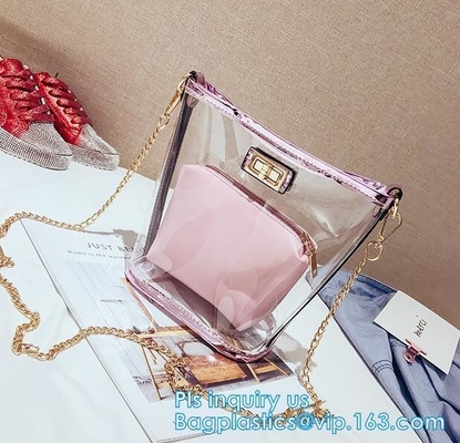 Logo Printed Customized PVC Tote Shopping Bags, Fashionable Plastic Clear PVC Beach Bag Beach Tote Shopping Bag, carrier