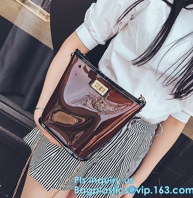 Promo custom clear pvc shopping bag, Vinyl Coating Handbags with Logo, shopping bag with custom hand made printing, hand