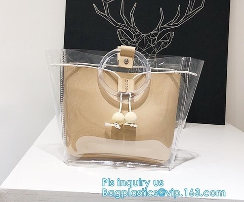 pvc Tote Bag Customize Logo pvc Shopping Bag, PVC Handbag Clear Tote Beach Bag Transparent Purse Handbag,pvc shopping ba