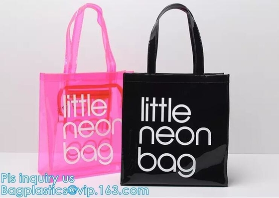 pvc gift bag / transparent shopping bag / wholesale china pvc handbags, PVC coated shopping bag, rope handle clear pvc b