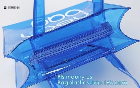 Summer new PVC transparent crystal jelly single shoulder bag Lash leisure beach bag handbag, Purse PVC Beach Clear Handb