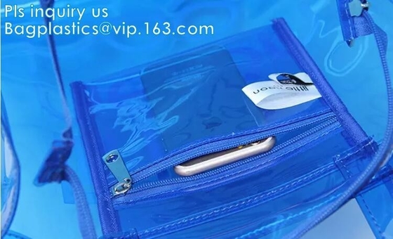 customized handle clear plastic pvc make up bag, vinyl pvc zipper bags with handles, snap button closure or k plas