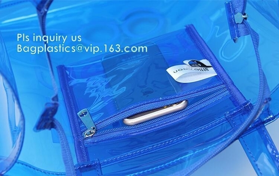 customized handle clear plastic pvc make up bag, vinyl pvc zipper bags with handles, snap button closure or k plas