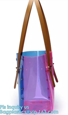 Leisure PVC Purple Handbag For Ladies, Promotional Handbags, Summer Beach Bag PVC Clear Transparent Handbag Women Should