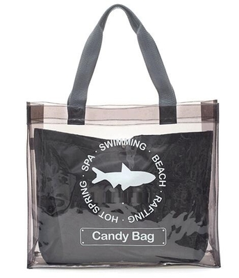 fashion pvc mirror vinyl shopping bag with printing, Recyclable Durable Clear PVC Shopping Bag with Button Closure, tote