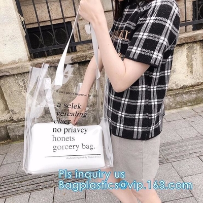 Toiletry Cosmetic Pvc Handle Bag, pvc bag withTube handle custom popular pvc bag wholesale, Waterproof Transparent Cosme