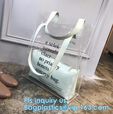 Toiletry Cosmetic Pvc Handle Bag, pvc bag withTube handle custom popular pvc bag wholesale, Waterproof Transparent Cosme