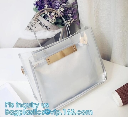 promotional pvc handbag for christmas, Shoulder Handbag with Interior Pocket, tote shoulder PVC sling clear vinyl beach