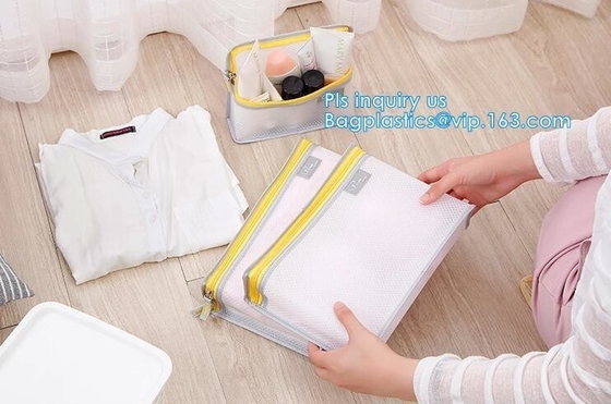 cosmetic mesh zipper bag for promotional gifts and cosmetics, Nylon Mesh Makeup Cosmetic Bag Clear Mesh Make up Cosmetic