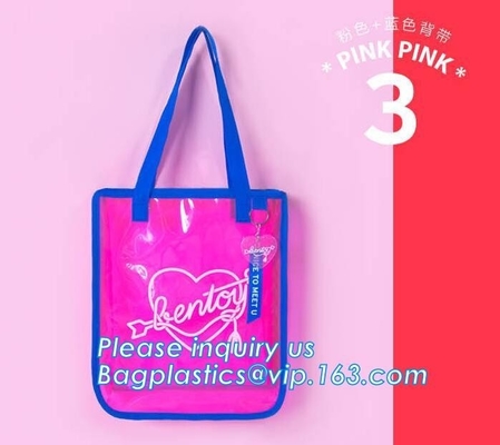 Shoulder Tote Pouch Clear PVC Beach Bag With Interior Pocket, jelly pvc women big design handbag shoulder sling bag of l