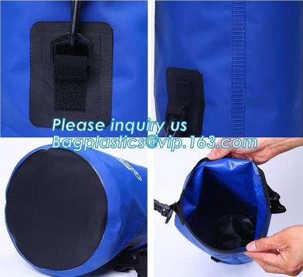 Custom Logo Low MOQ 500D PVC Tarpaulin 40L Outdoor Camping Hiking Climbing Bag Fully Waterproof Dry , Portable foldable