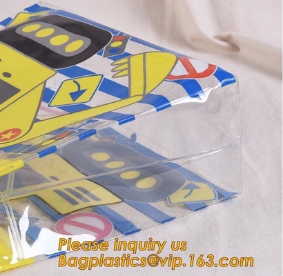 PVC plastic shopping bag transparent handle bags,Waterproof recycled handle shopping square bottom transparent pvc plast