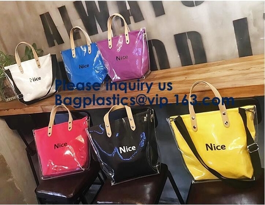 Fashion Ladies Rainbow Hologram Laser PVC Handbag Beach Shoulder Bag Shopping Tote Bag For Women