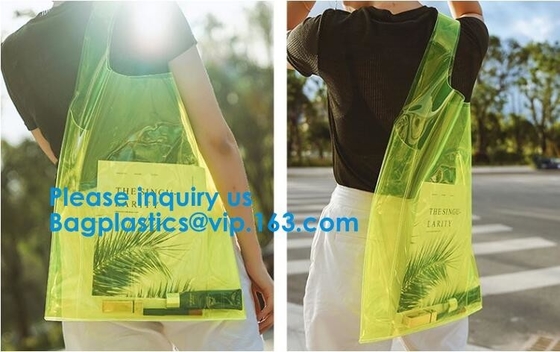 Women'S Clear Jelly Beach Bag Clear Transparent Pvc Shoulder Handbag Beach Shopping Swimming Durable Tote Bag