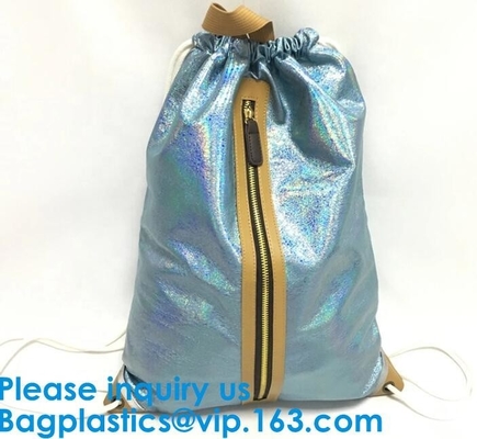 Waterproof pu Leather Drawstring Pouch bag for jewelry,Pu Leather Black Gold Color Free Shipping Waterproof Drawstring B