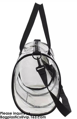Clear Duffel Gym Bag Transparent PVC Carry Bag With Shoulder Strap,Cosmetic Carry Bag Magnet Pockets Detachable Shoulder
