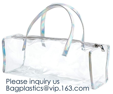 Clear PVC Shopper Tote Bags,Tote Shopping Pvc Material Bag With Logo,Beverage Package,Shopper Tote Bag with Small Pouch