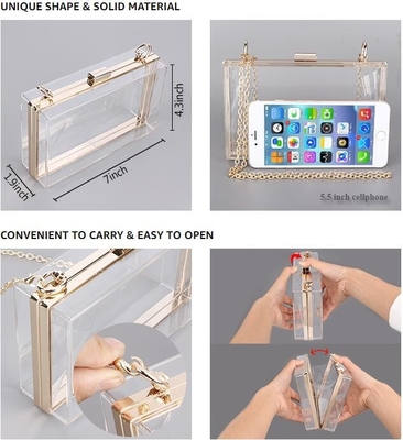 Button Closure PVC Clutch Bag For Women Handbag Snap Sleeve Cosmetic Makeup Bag, Satchel Golden Handle Chain Clutch PVC