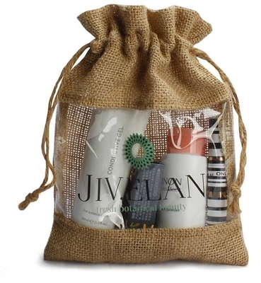 vinyl drawstring organza gift bags, Jute PVC bag, Drawstring Jute window bag, Jute PVC window, Transparent PVC Window
