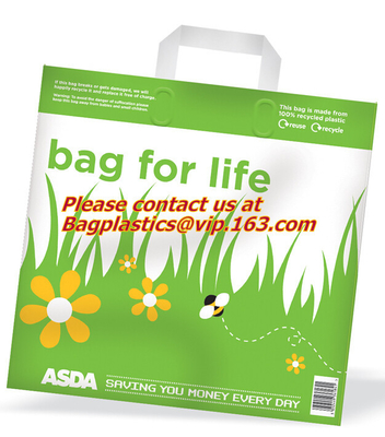 Compostable bio eco Merchandise Bag With Die Cut Handles Tear Resistant Strength | Perfect For Trade Shows, Retail