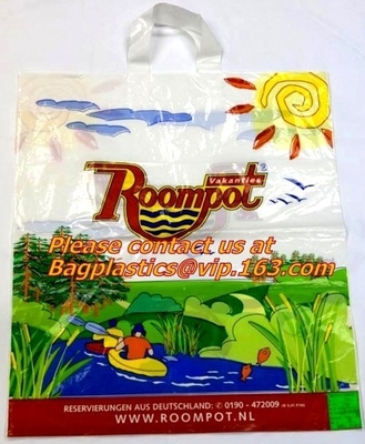 Compostable bio eco Merchandise Bag With Die Cut Handles Tear Resistant Strength | Perfect For Trade Shows, Retail