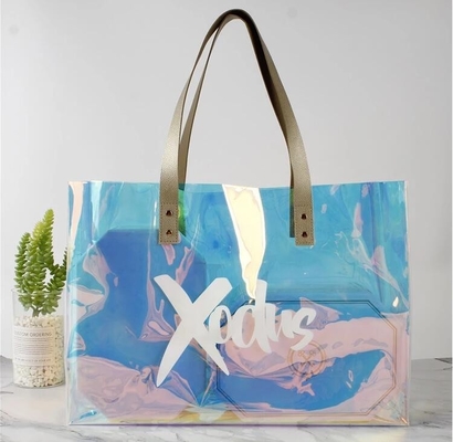 Female Holographic Transparent Handbags Beach bag Laser Clear PVC Tote Shopping Bag tote shopping bags for ladies