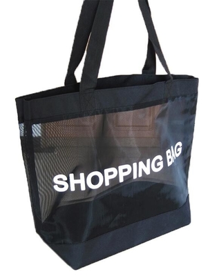 Mesh Beach Bags, Grocery Produce Tote Bag With Zipper & Pockets For Gym, Picnic, Shopping Or Travel