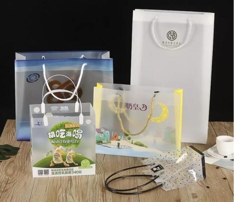 Frosted Plastic Gift Bags, Large Merchandise Retail Clothing Grocery Boutique Shopping Bags With Handles, Multi Colors