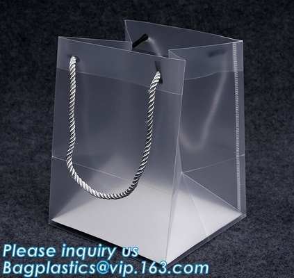 MULTI PURPUSE USE Frosted Clear Bags With Soft Strap Handles, Shopping Bags, Gift Bags, Take Out Bags With Cardboard