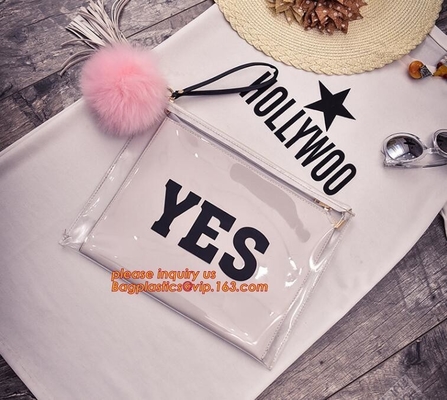 Gift Shopping Bags With Handles Customized Pvc Bag, Stationery Handle Bags With Slider Zipper, PVC Handle bag