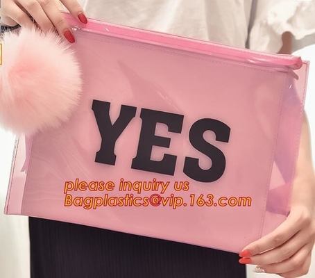 Gift Shopping Bags With Handles Customized Pvc Bag, Stationery Handle Bags With Slider Zipper, PVC Handle bag